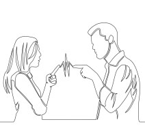Continuous line drawing man and woman quarreling